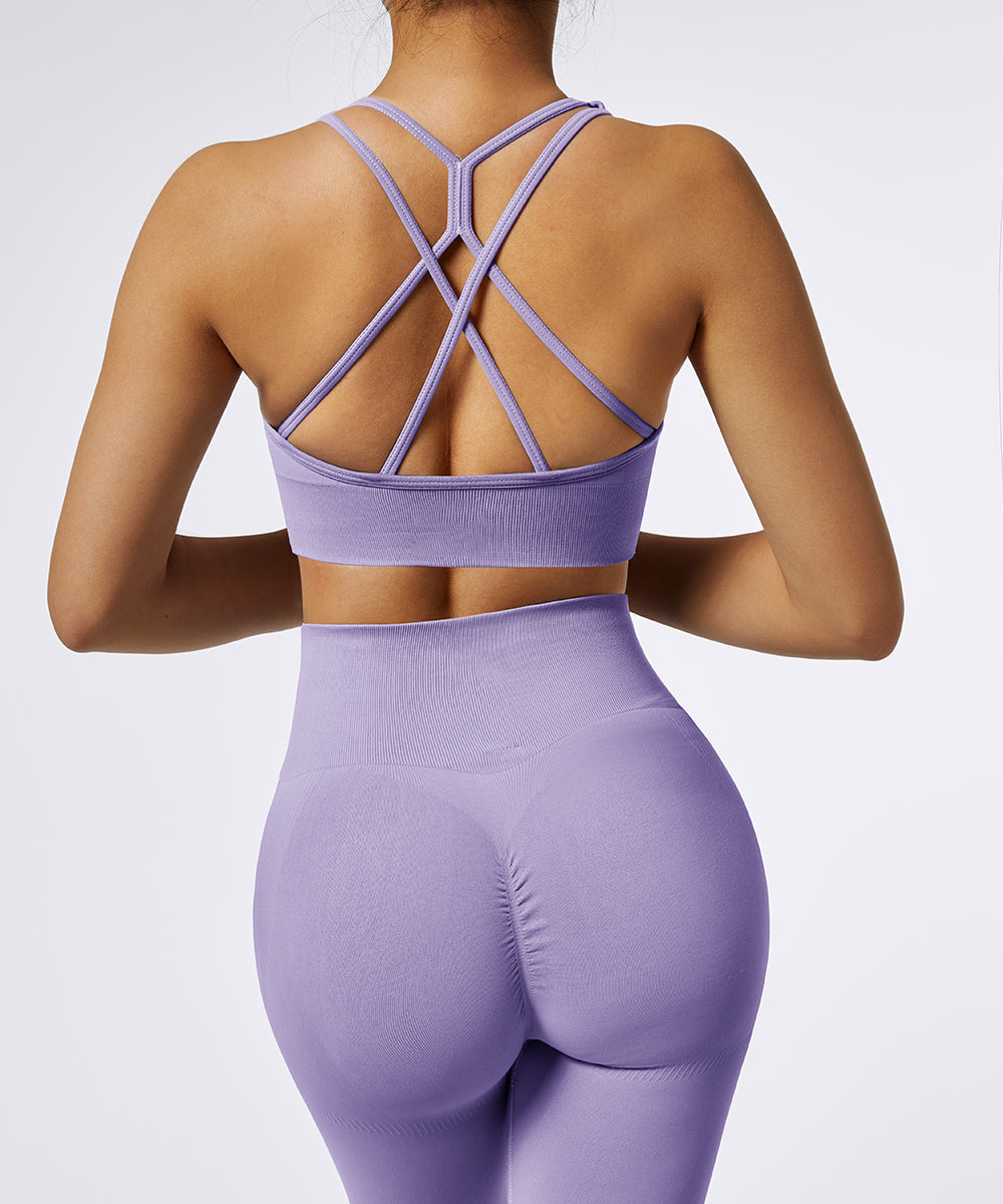 Essential Cross Straps Sports Bra - Violet