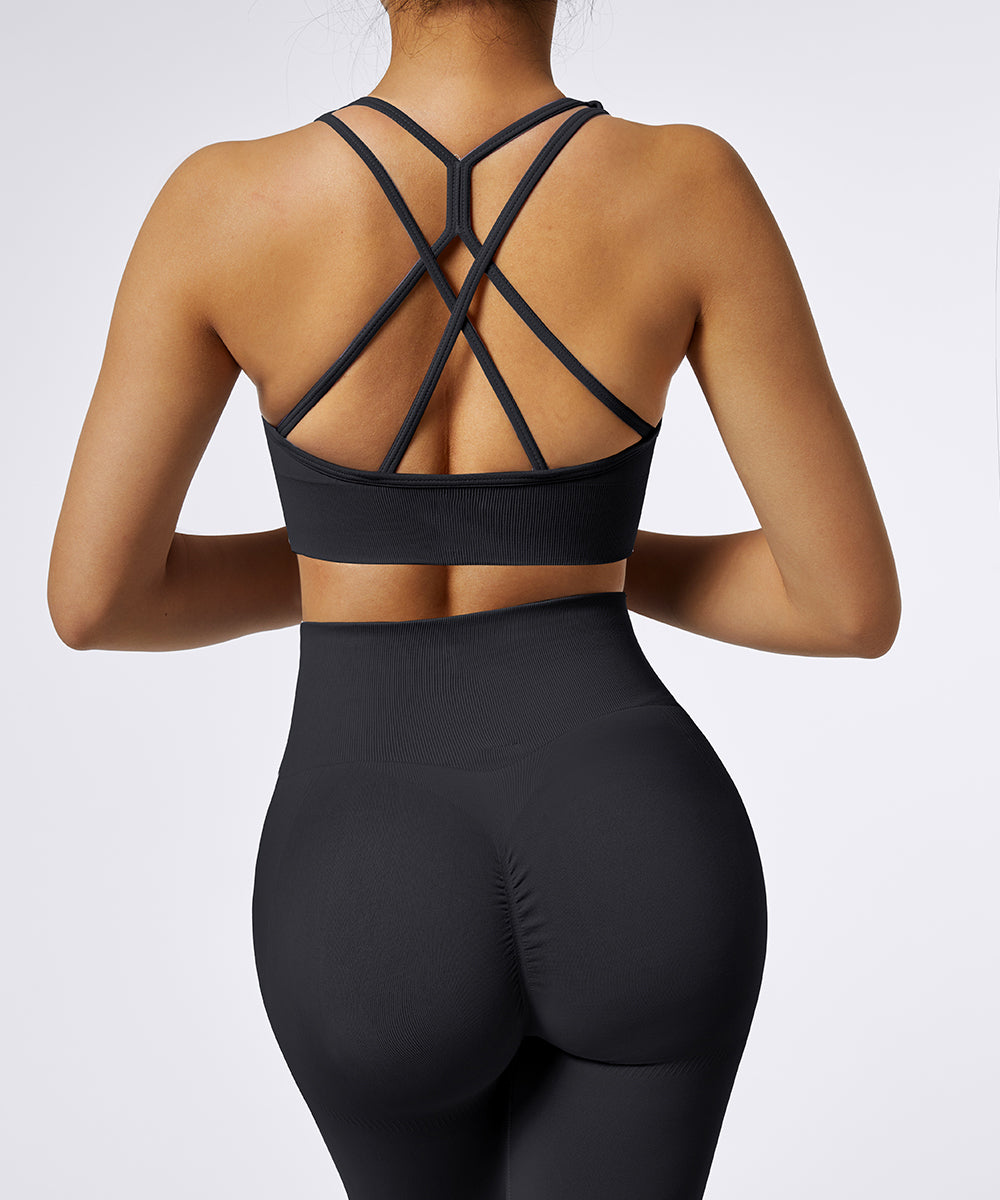 Essential Cross Straps Sports Bra - Midnight