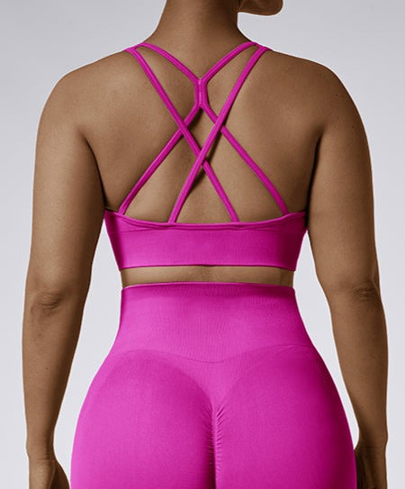 Essential Cross Straps Sports Bra - Vivid Pink